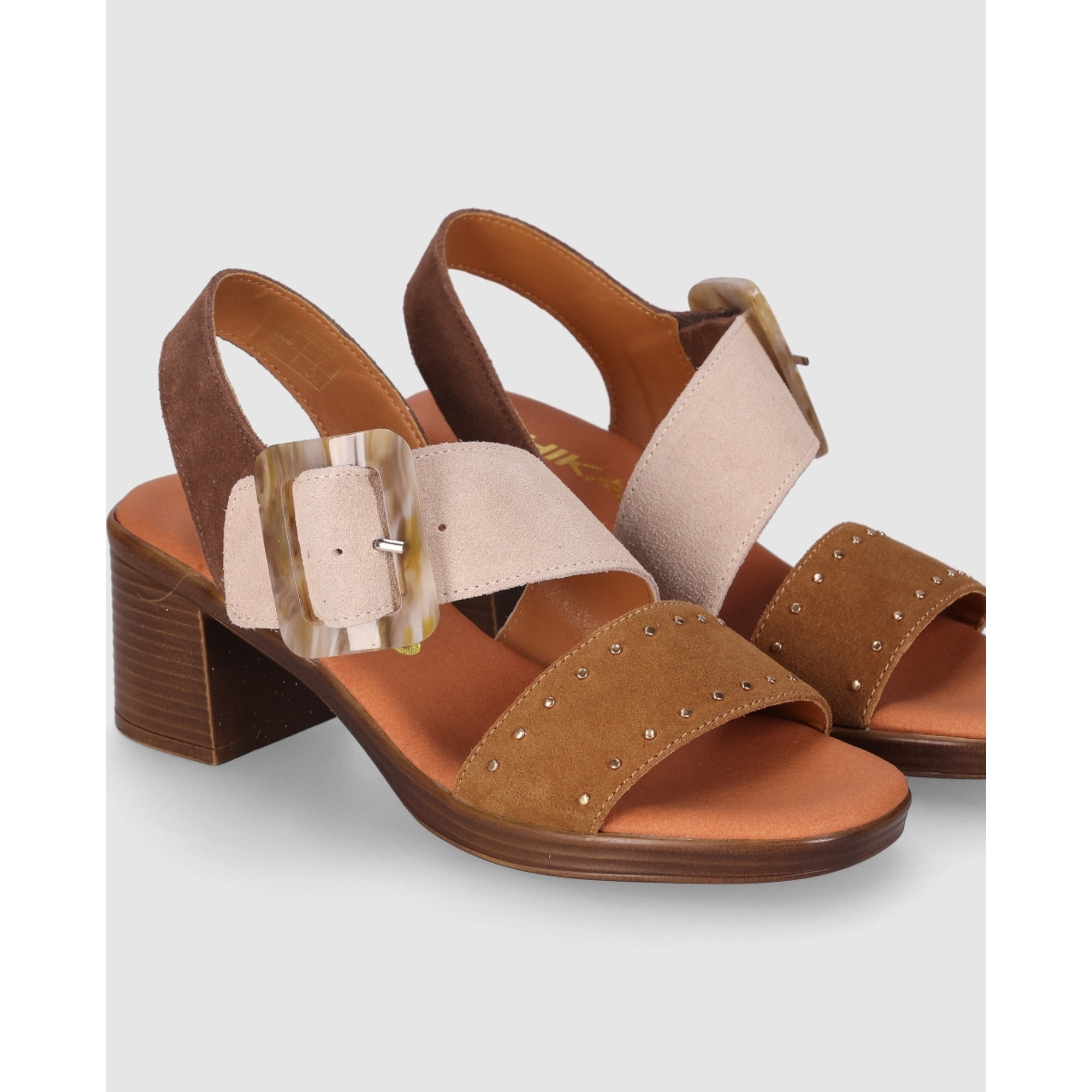 Sandalias de Serraje - Multi-Marron - Tacón: 6 cm