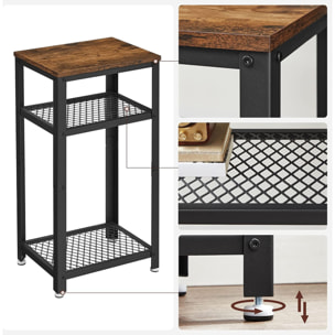 Tavolino alto stile industriale rustico con ripiani a griglia LET75BX