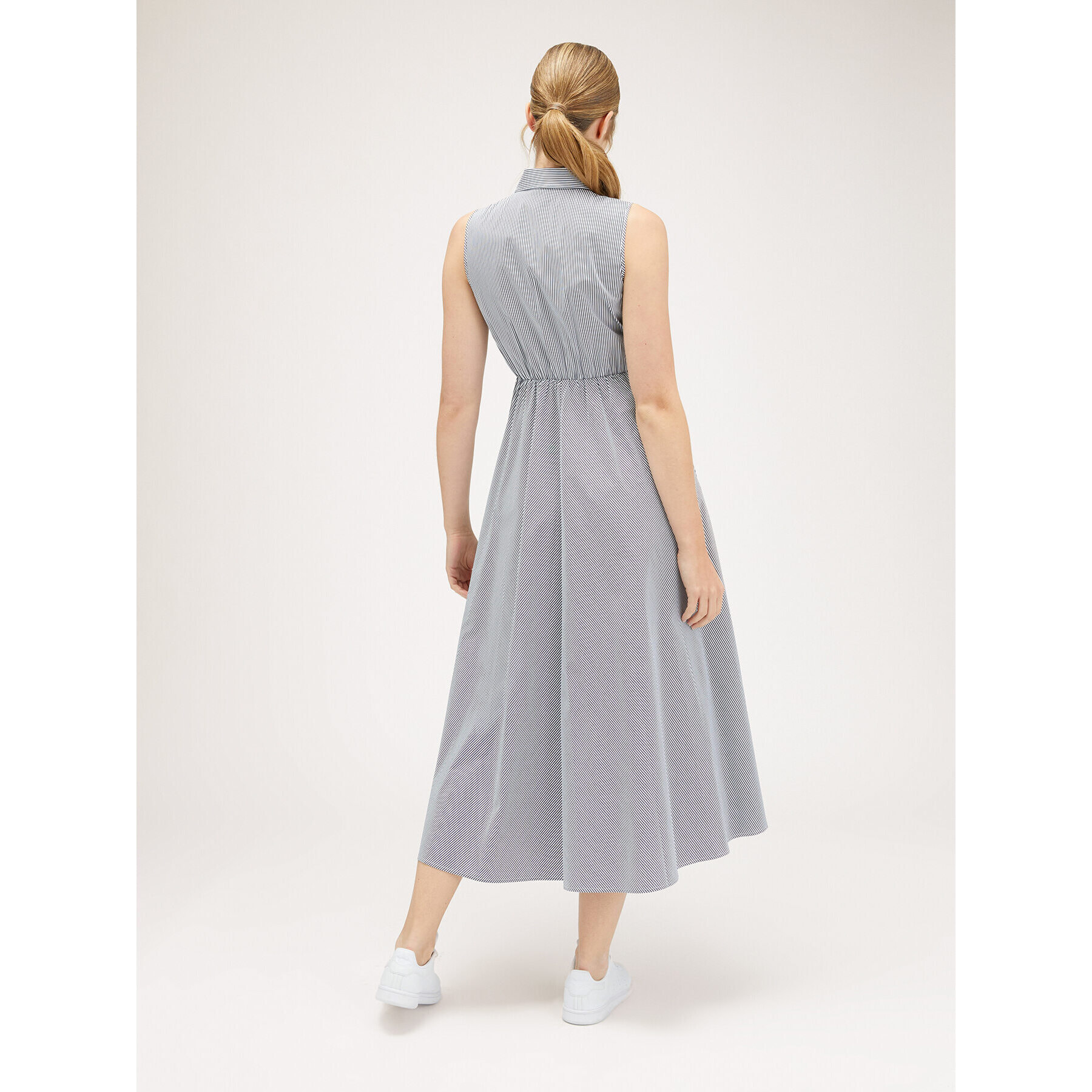 Motivi - Vestido camisero en popelina de rayas - Azul