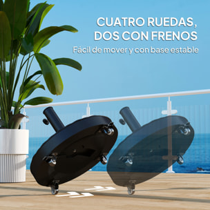 Base para Sombrilla Redonda Soporte para Parasol con Ruedas Pie para Sombrilla con Relleno de Cemento Peso 25 kg para Jardín Terraza Negro