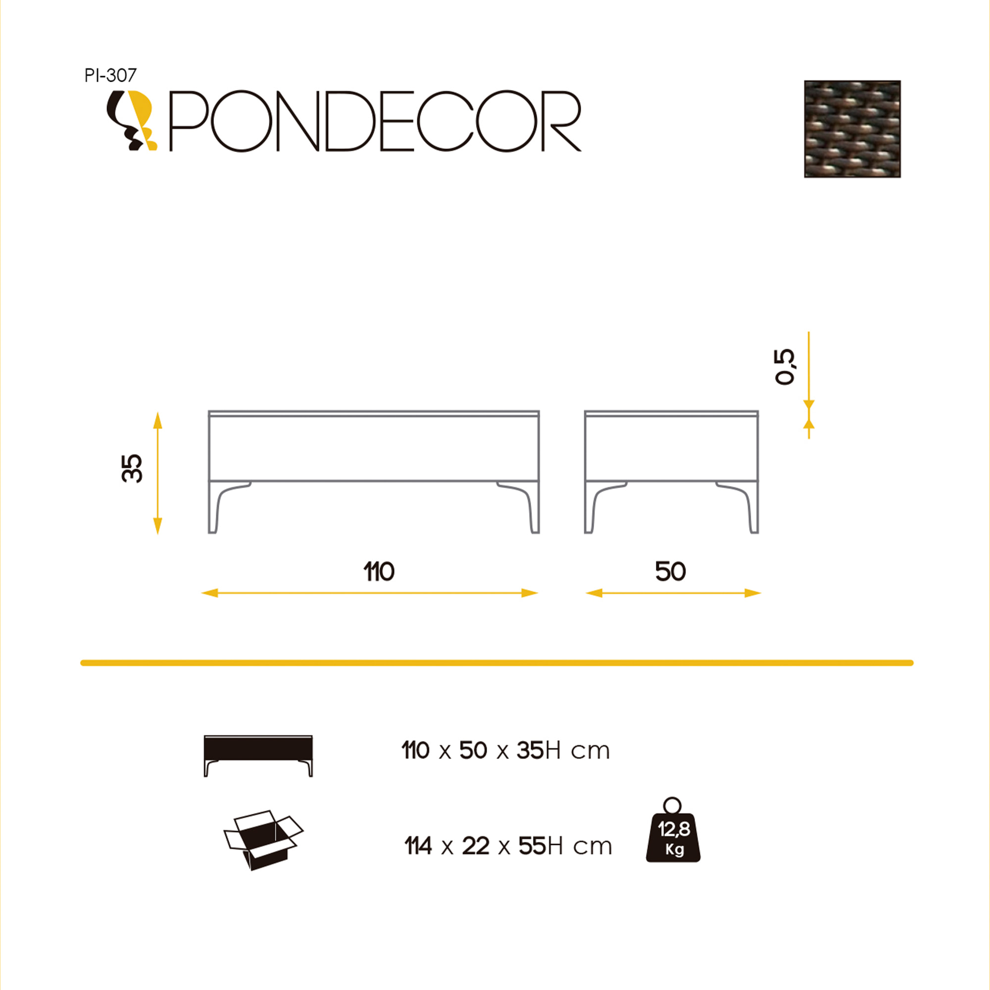 Mesa de centro de jardín – Ratán sintético