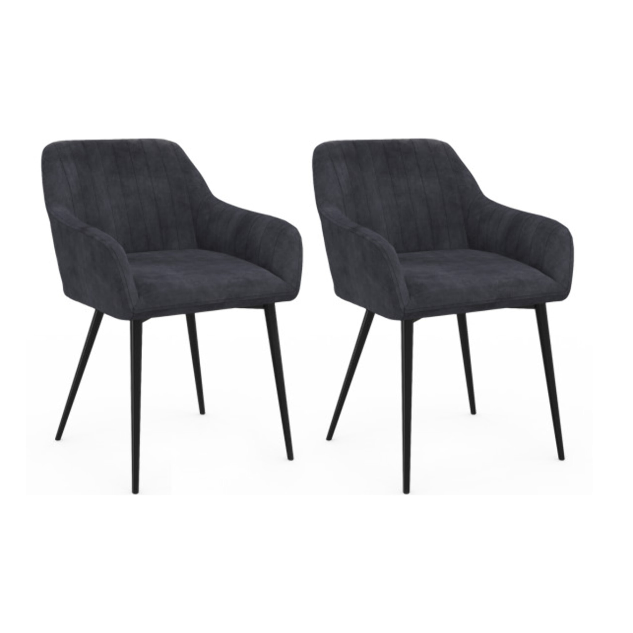 Chaises avec accoudoirs Ariana en velours et pieds métal - lot de 2 - Gris anthracite