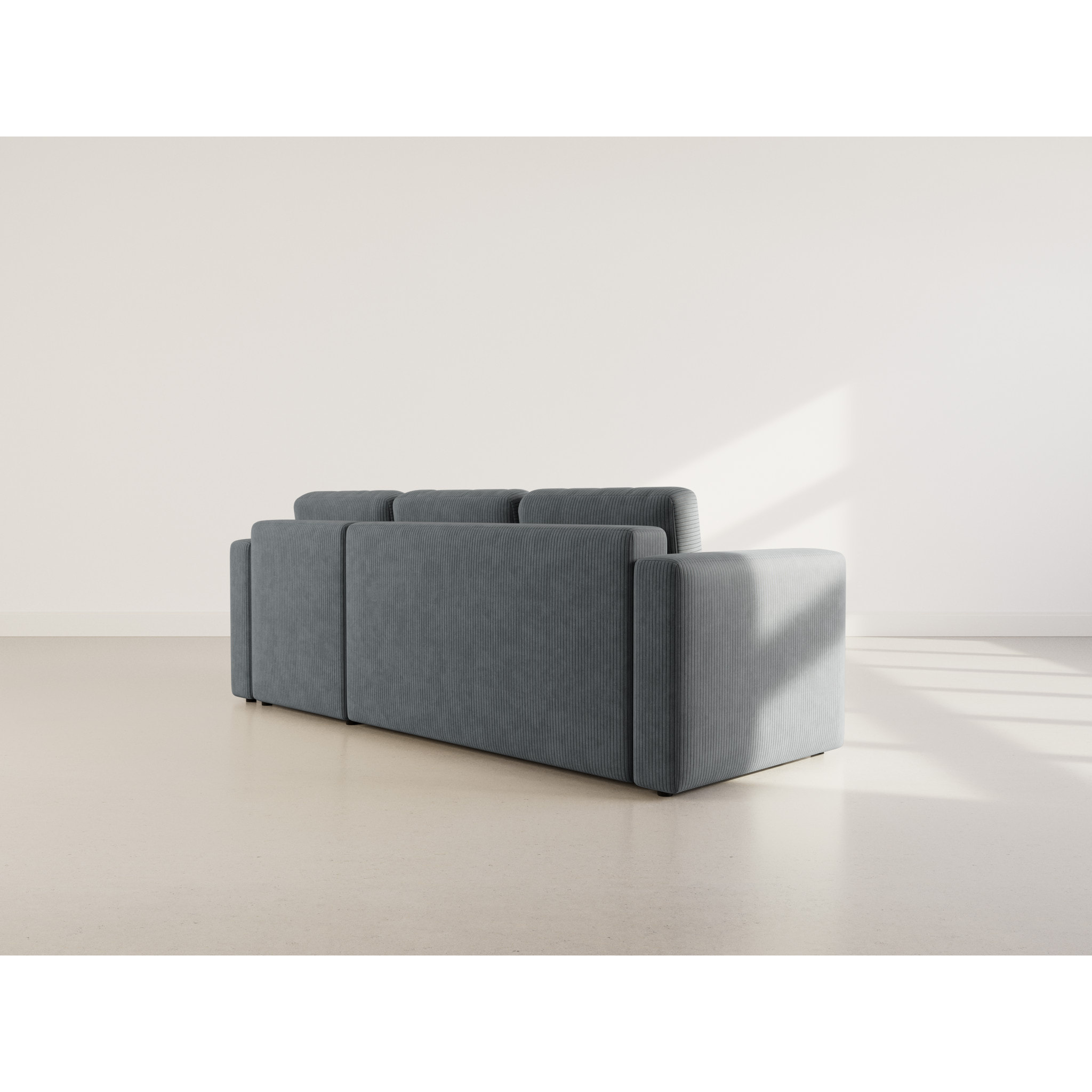 Canopy - canapé d'angle réversible 4 places convertible avec coffre en velours côtelé - Gris foncé