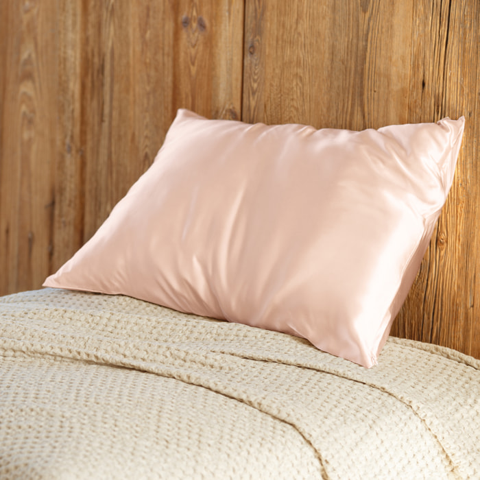 Taie d’oreiller en soie anti frisotti et anti-âge - Rose