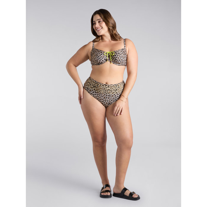 Fiorella Rubino - Bikini con estampado de mácula y detalles flúor - Marrón