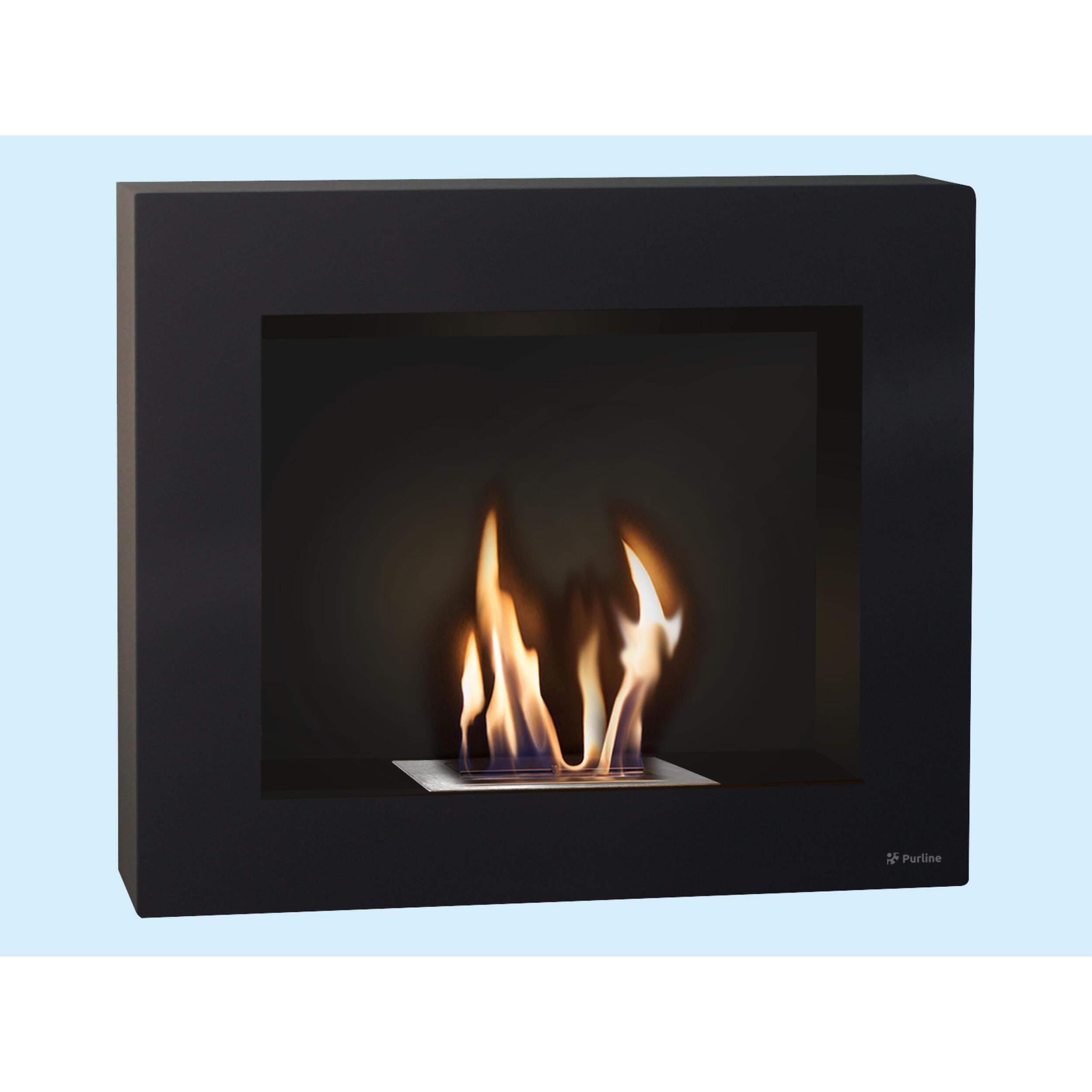 Biochimenea mural de etanol en acero color negro BESTBIO B FLAME PURLINE
