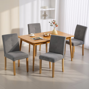 Pack de 4 Sillas de Comedor, Sillas de Cocinas Modernas, Respaldo Alto, Tapizadas en Pana, Asiento Acolchado, Patas de Madera, para Salón, Gris
