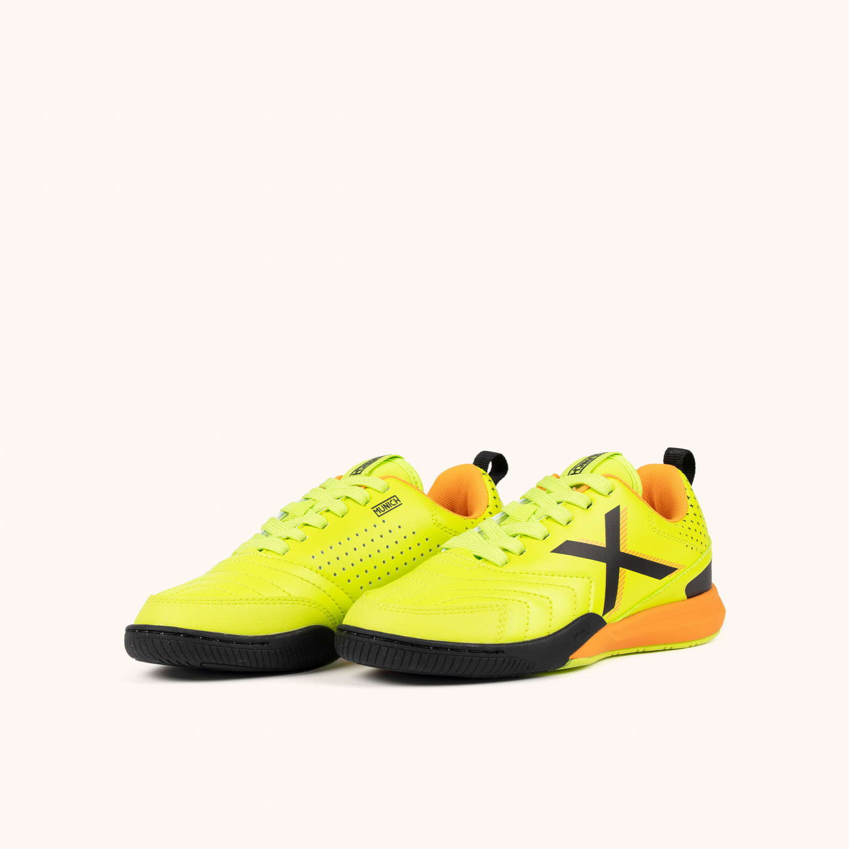 Zapatilla de Fútbol Sala para Niños en Amarillo Flúor y Naranja MUNICH RONDITO KID 15