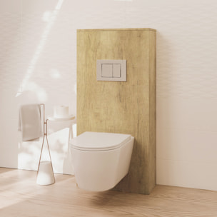Pack Wc Suspendu + Châssis + Boîtier de Support Nature | Toilette Blanc Brillant | Bouton Chrome | Réservoir Encastré | Couvercle Amorti | Alday