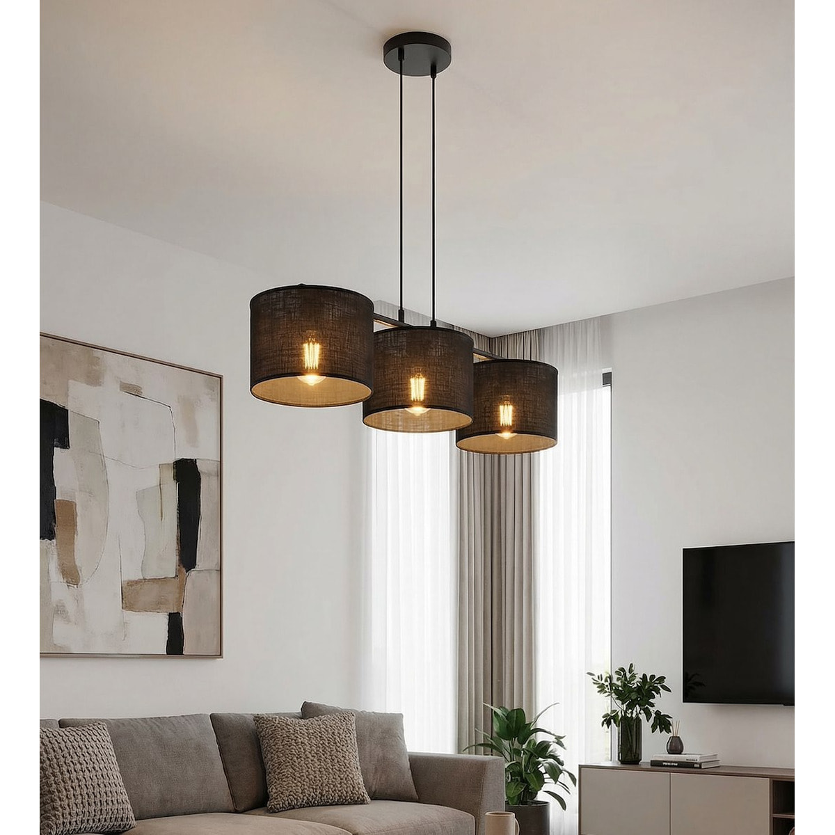 Lampada a sospensione Eco in acciaio nero