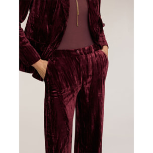 Motivi - Pantalones palazzo de terciopelo efecto plisado - Burgundy