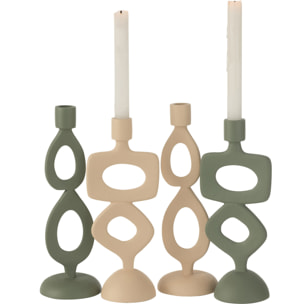 J-Line bougeoir Anneaux - aluminium - beige - 2 pièces