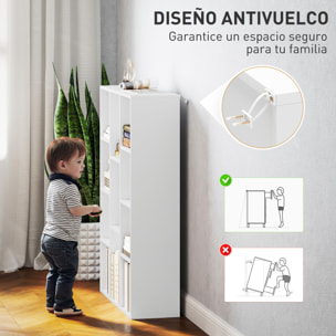 Librería de 4 Niveles Estantería de Libros con 11 Compartimentos Diseño Vertical u Horizontal para Sala de Estar Oficina Dormitorio 74,3x24x106 cm Blanco