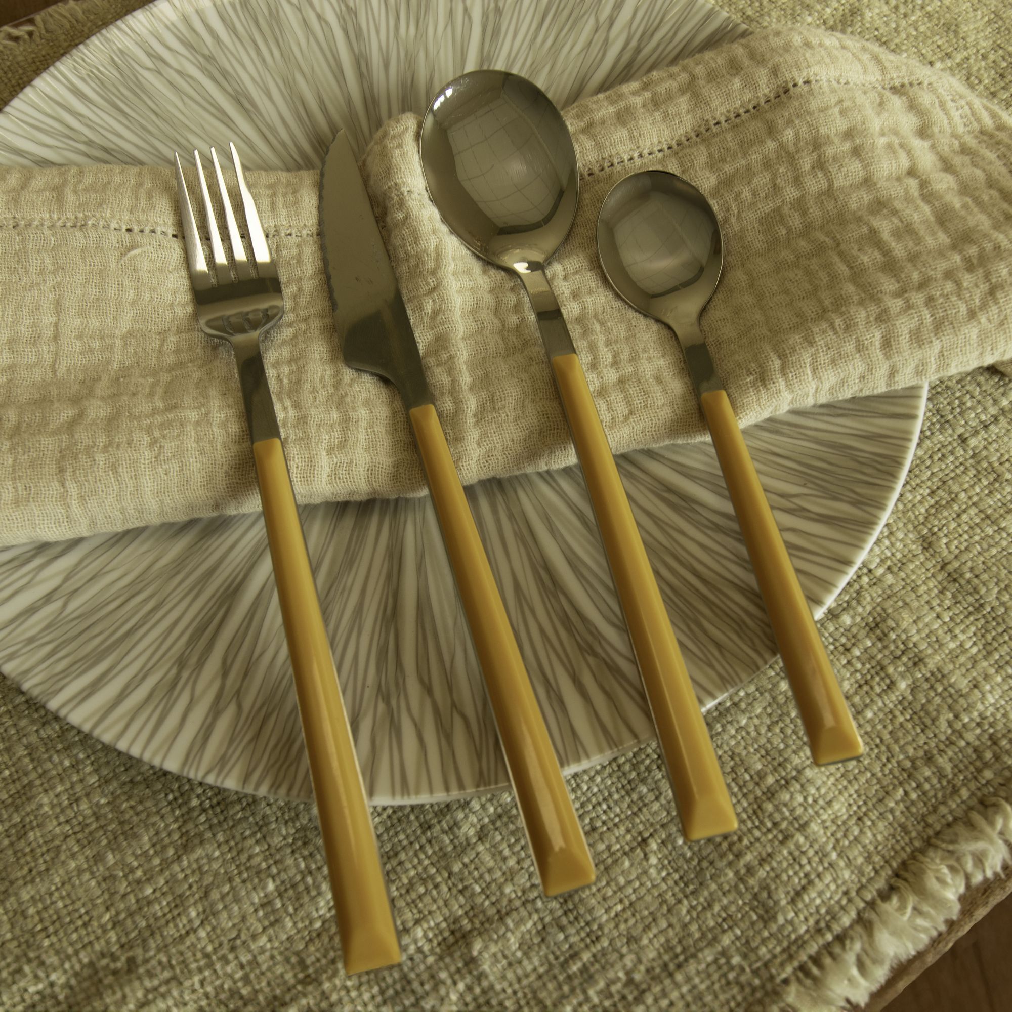 Lot de 6 cuillères de table jaunes en acier inoxydable COLORAMA