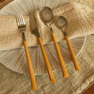 Lot de 6 cuillères de table jaunes en acier inoxydable COLORAMA