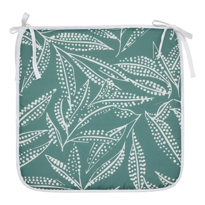 Galette de chaise Tropical 39x39cm imprimée vert foncé
