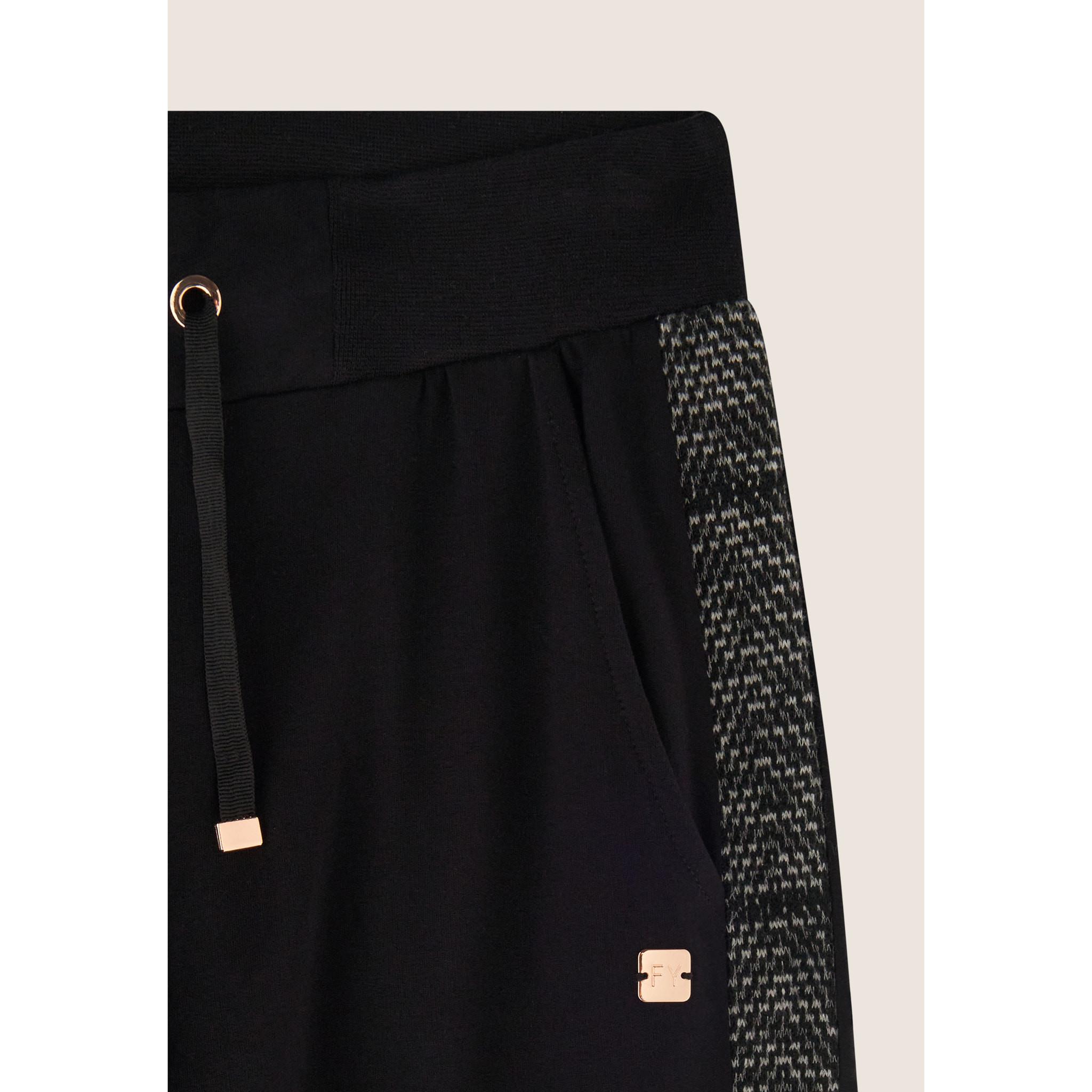 Pantalone donna in felpa viscosa con inserti jacquard knit