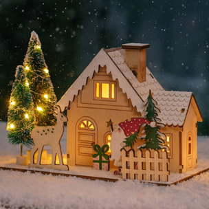 Casa navideña decorativa con 11 luces led en blanco cálido 20x10x12,5cm - 2 diseños (surtido)