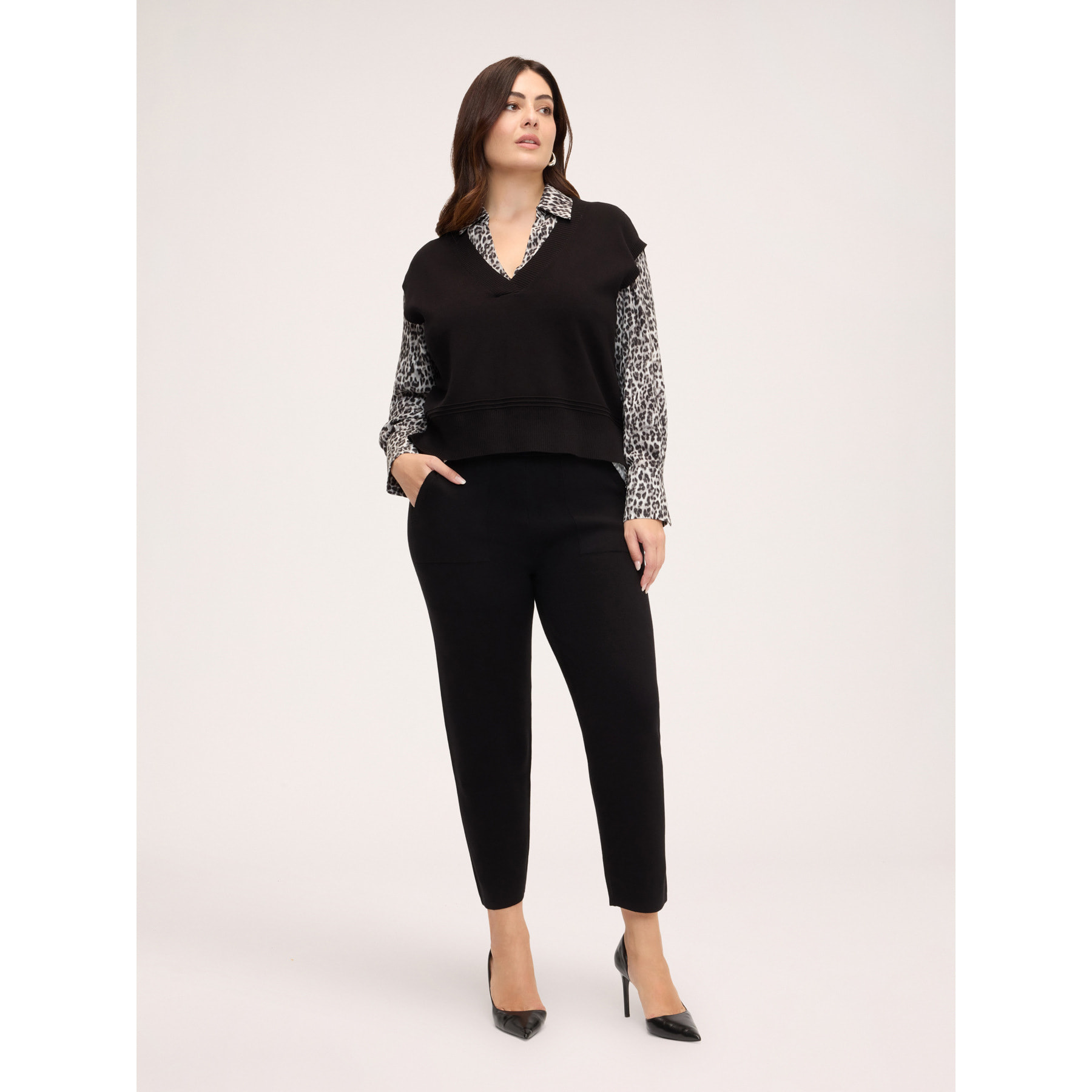 Fiorella Rubino - Joggers in maglia fine misto viscosa - Nero