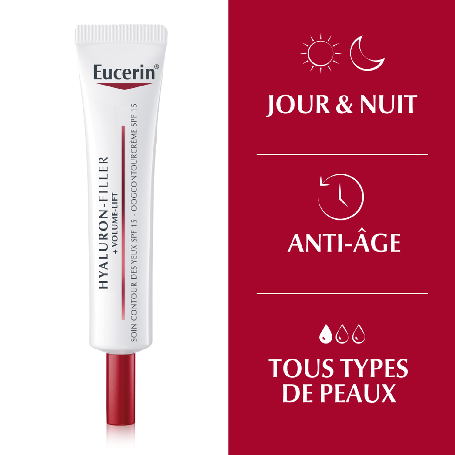 Hyaluron-Filler Volume-Lift SPF15 - Soin Contour des Yeux Volumisateur - Tous Types de Peaux 15 ml