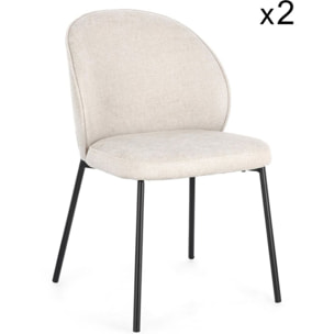 Set di sedie WENDY in tessuto beige e gambe acciaio nere