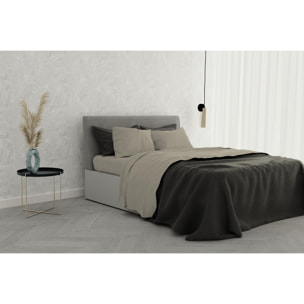 COMPLETO LETTO IN RASO TINTA UNITA MADE IN ITALY - MATRIMONIALE BEIGE