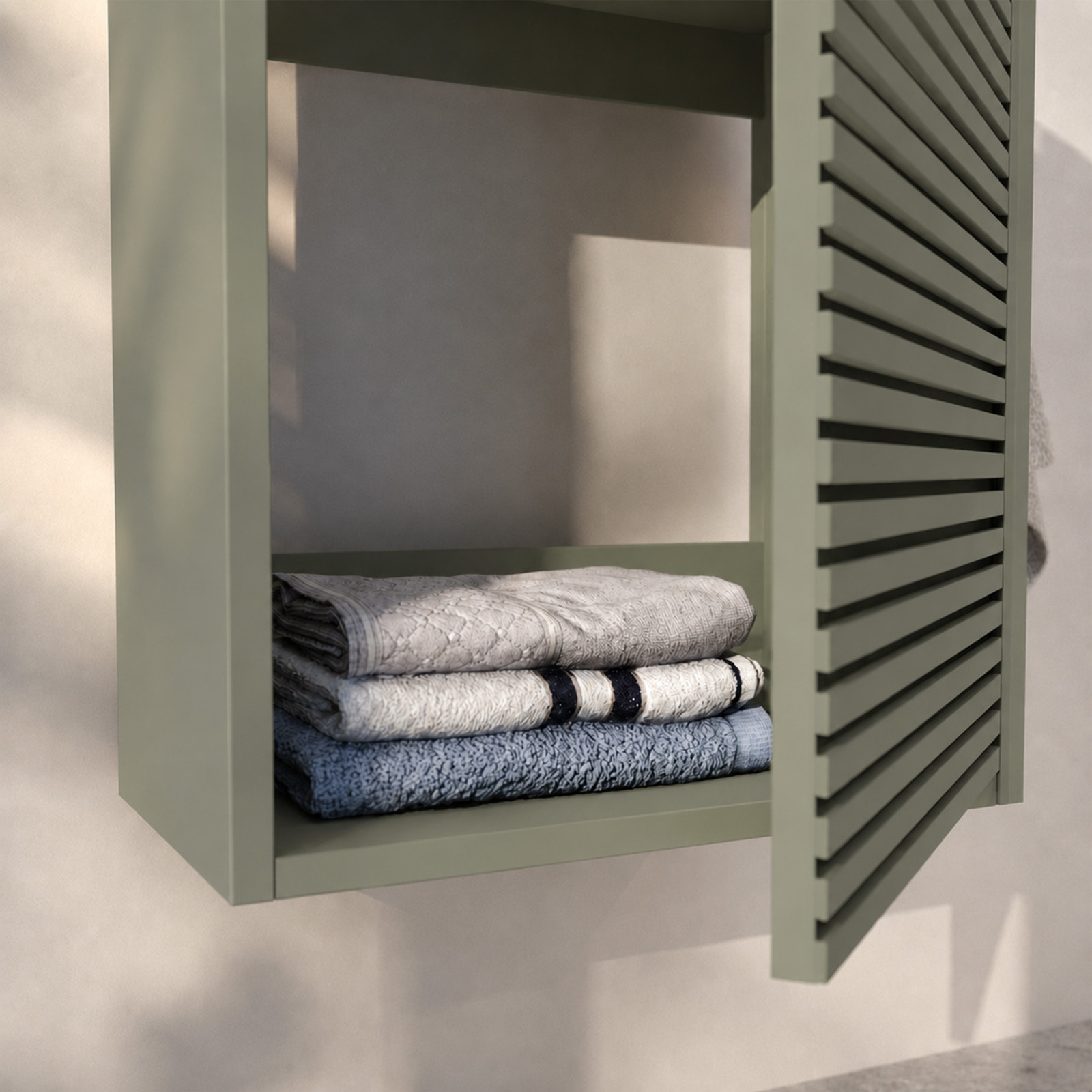 Ensemble Meuble Lave Mains Cranté Vert et Noir 40x50x22 cm - Vasque et Miroir - MALO