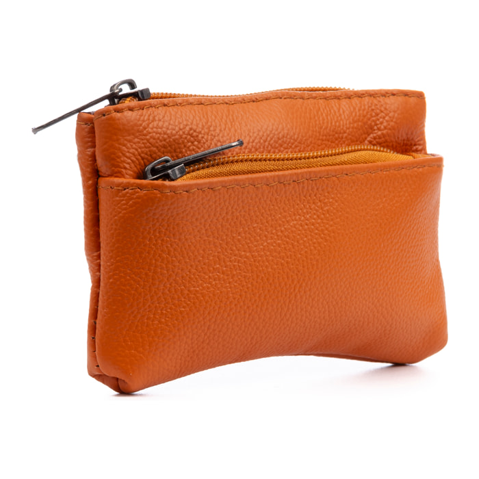 Atrani portafoglio con doppio scomparto in pelle Dollaro. Portachiavi interno.