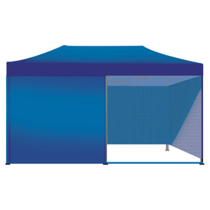 Taman Tenda / Gazebo Giardino 3X6 Impermeabile Pieghevole Per Fiere E Mercati Con Teli Laterali Colore Blu