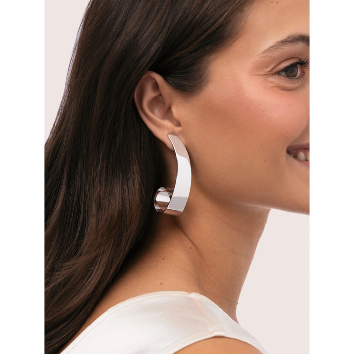 Pendientes Long Caracola Acero