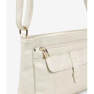 Bolso bandolera beige con bolsillos