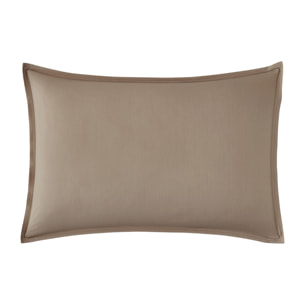 Taie d'oreiller unie en percale de coton, PREMIÈRE, Taupe