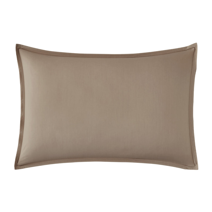 Taie d'oreiller unie en percale de coton, PREMIÈRE, Taupe