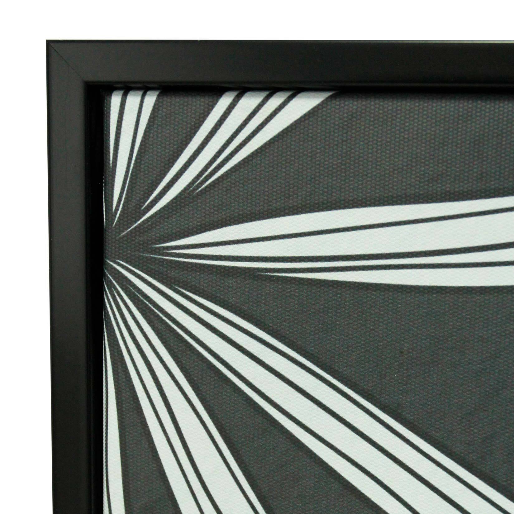 Cuadro Boho poliéster negro-blanco-dorado 92x62x4 cm