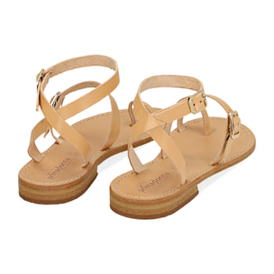 Sandalias de piel de vacuno beige