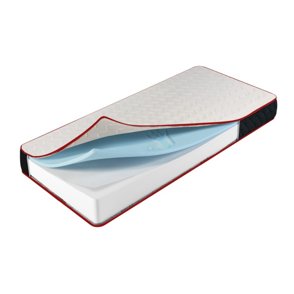Lit coffre sommier relevable gris + Matelas Memoire de Forme | Modele Rome Simili Cuir | Grande capacite de stockage