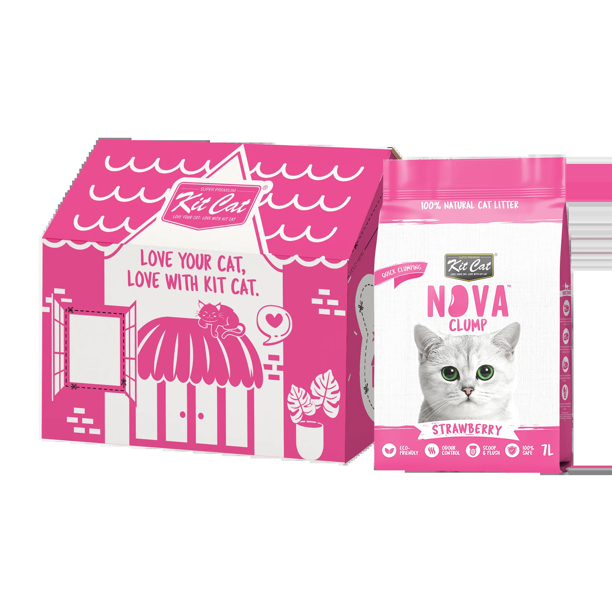 Kit Cat Arena Eco Nova - Strawberry 7 L Arena para gatos
