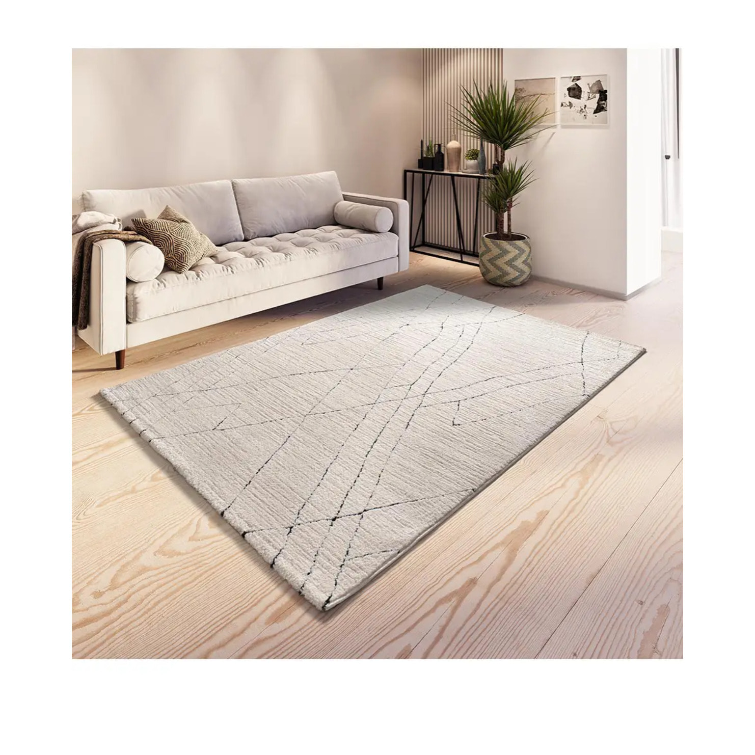 TURIN Alfombra bereber con relieve en blanco y negro, varias medidas disponibles