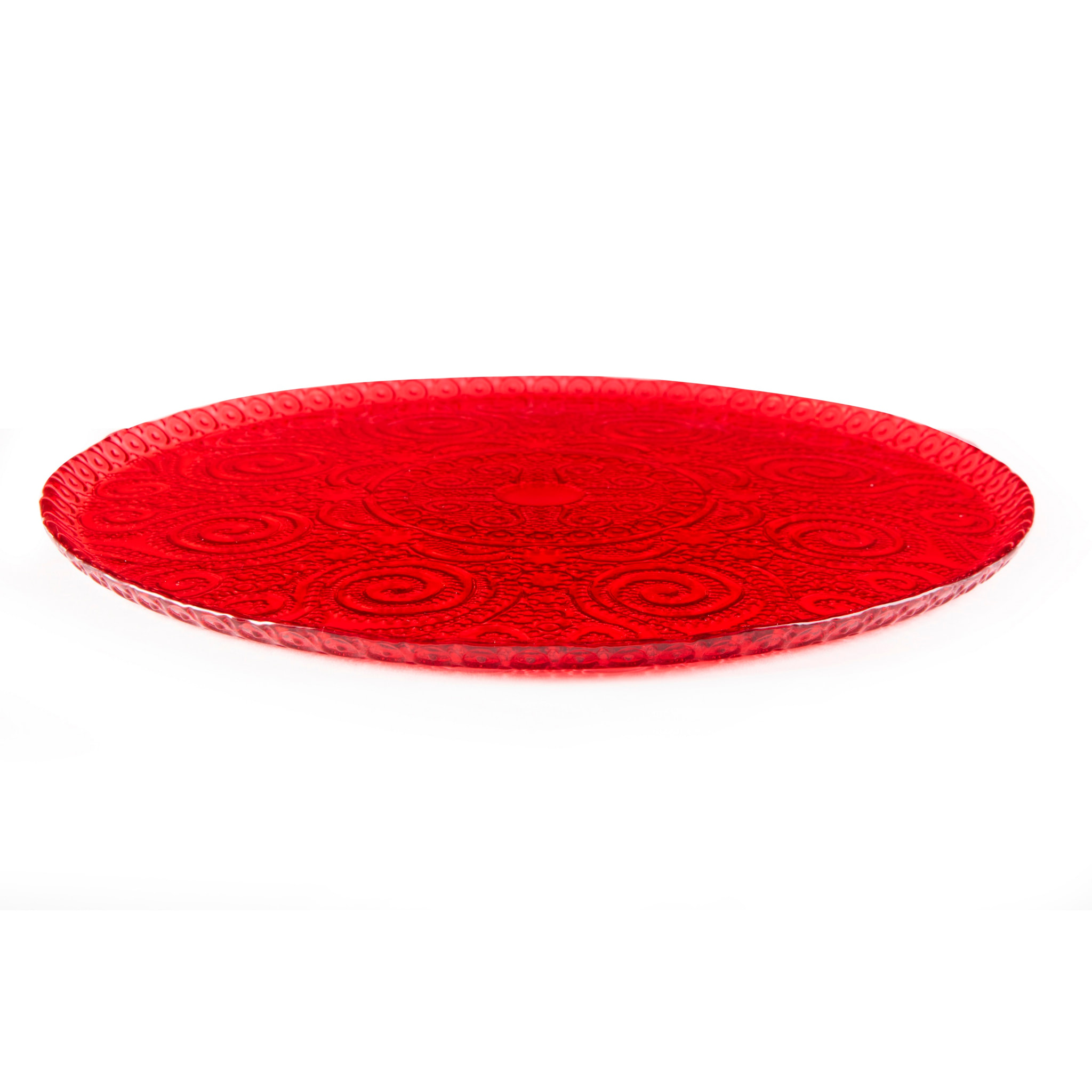 Piatto da Portata Excelsa - Arabesque Red, Vetro Rosso