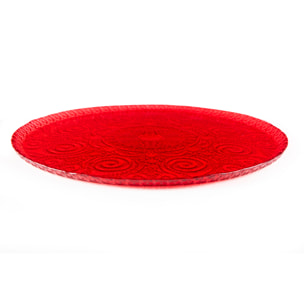 Piatto da Portata Excelsa - Arabesque Red, Vetro Rosso