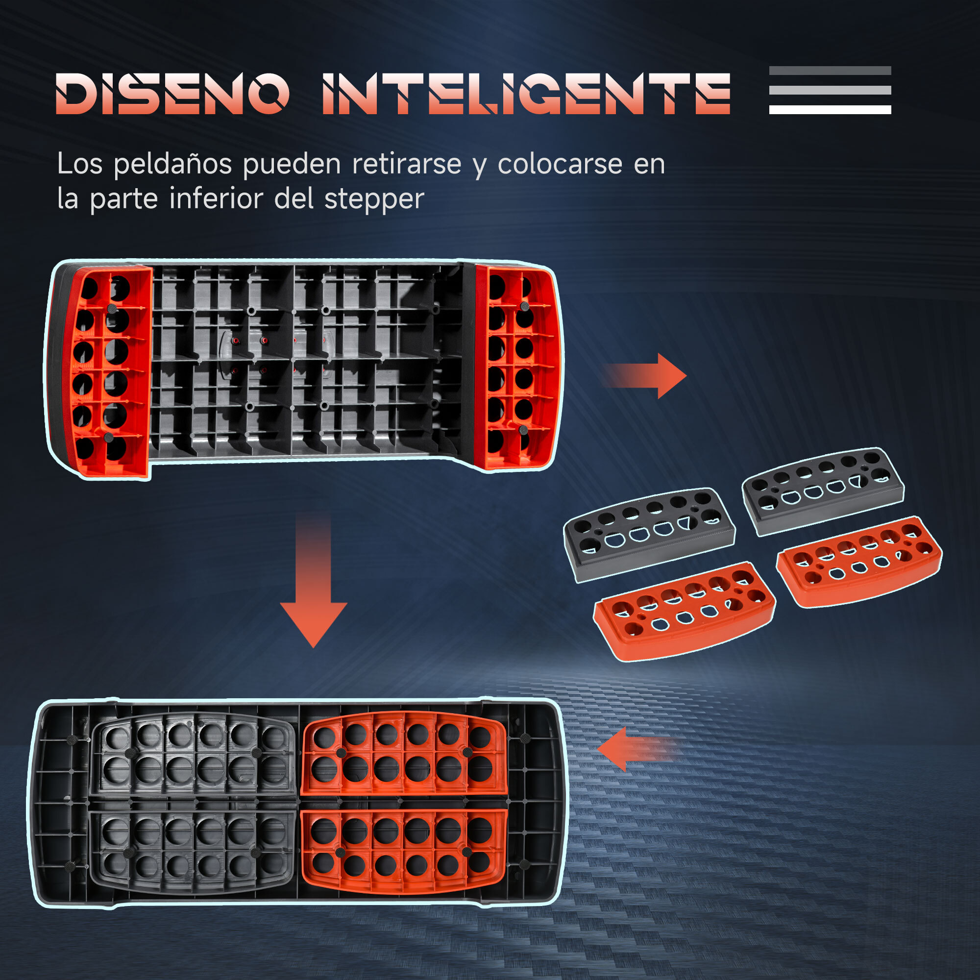 Step de Aeróbic con Altura Ajustable de 10/15/20 cm en Casa 78x28x20 cm Rojo