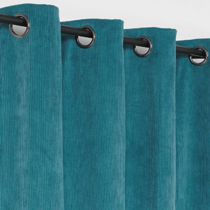 Rideau obscurcissant et isolant en velours côtelé - Bleu