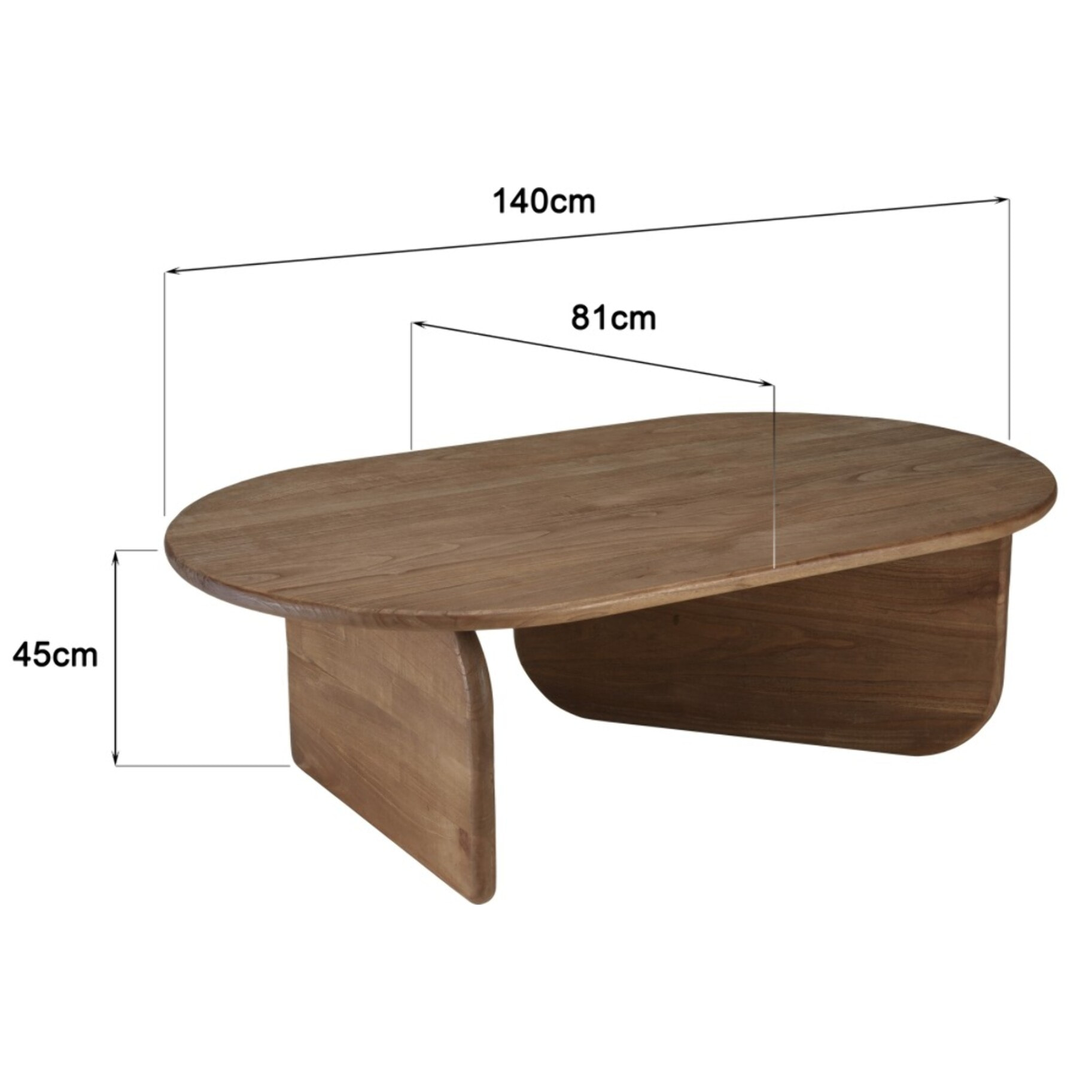 ROMY - Table basse 140cm forme organique en bois de mindi