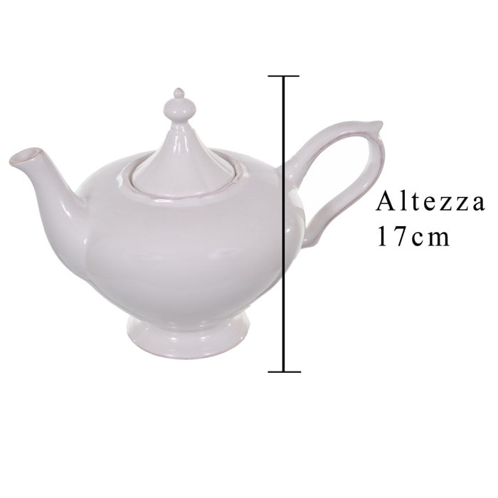 Teiera In Ceramica Con Coperchio E Manico. Altezza 17 Cm - Pezzi 1 - 24,7X17X15,7cm - Colore: Bianco - Bianchi Dino - Decori Casa E Complementi