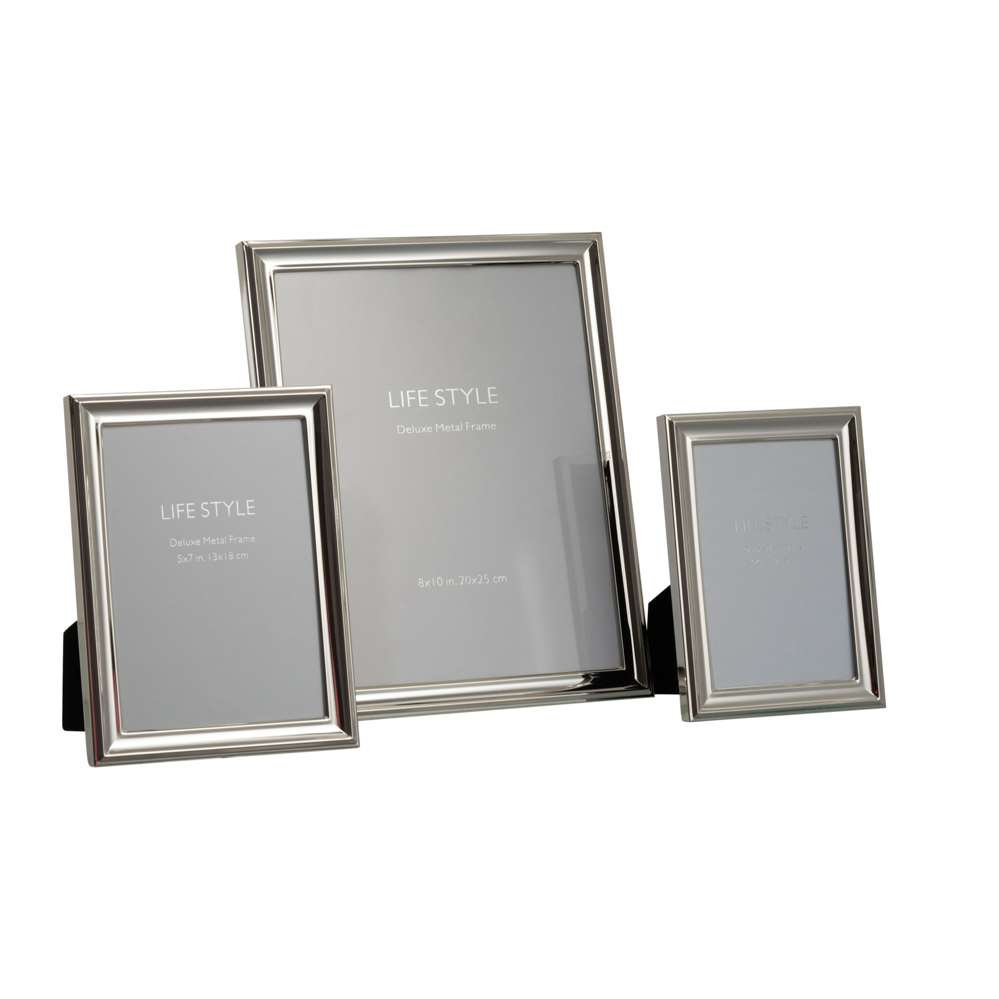 J-Line cadre photo Classique – métal – argenté – large – 2 pièces