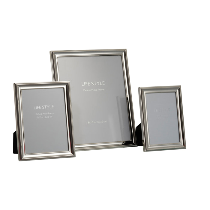 J-Line cadre photo Classique – métal – argenté – large – 2 pièces