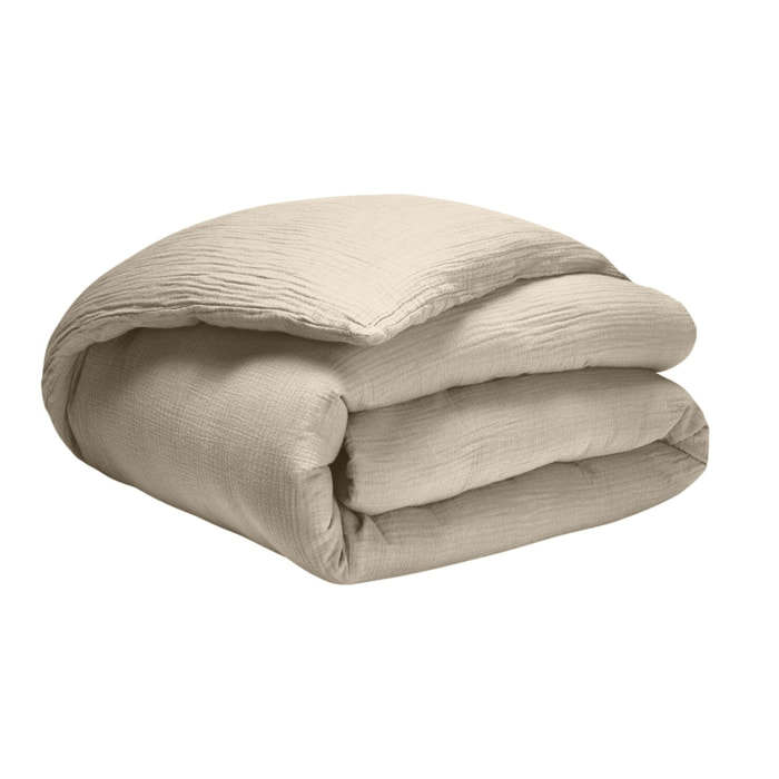 Housse de couette gaze de coton ecru naturel