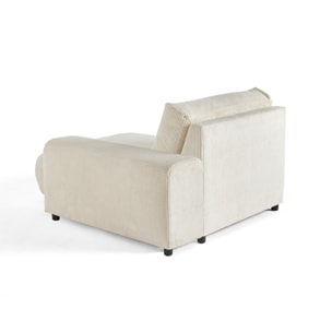 Garance - module d'assise méridienne droit - en velours côtelé - Beige