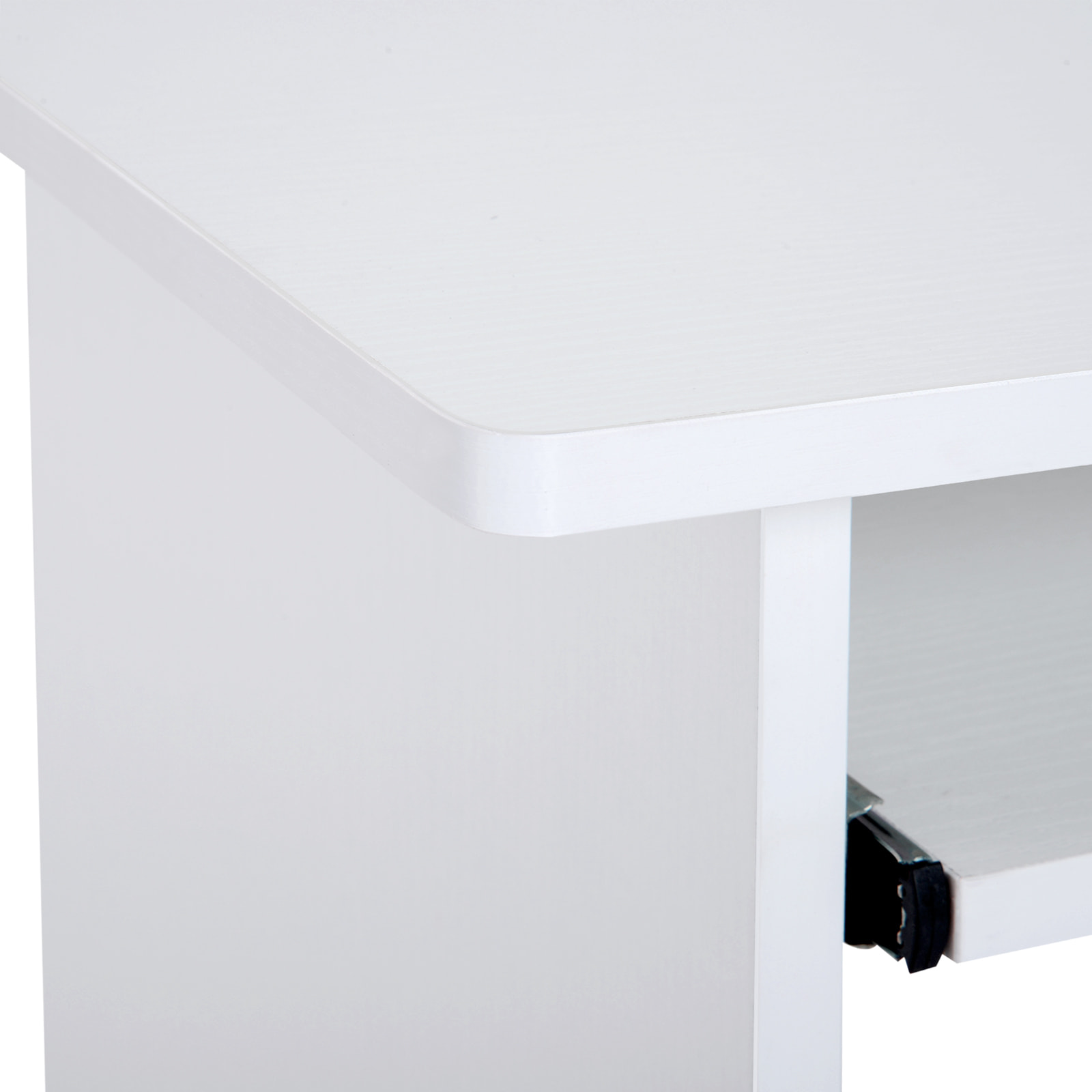 Bureau informatique compact 80 x 45 x 75 cm - espace unité centrale, étagère, tablette clavier - effet bois blanc