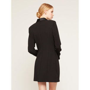 Motivi - Vestido «robe manteau» con aplicaciones de raso - Negro